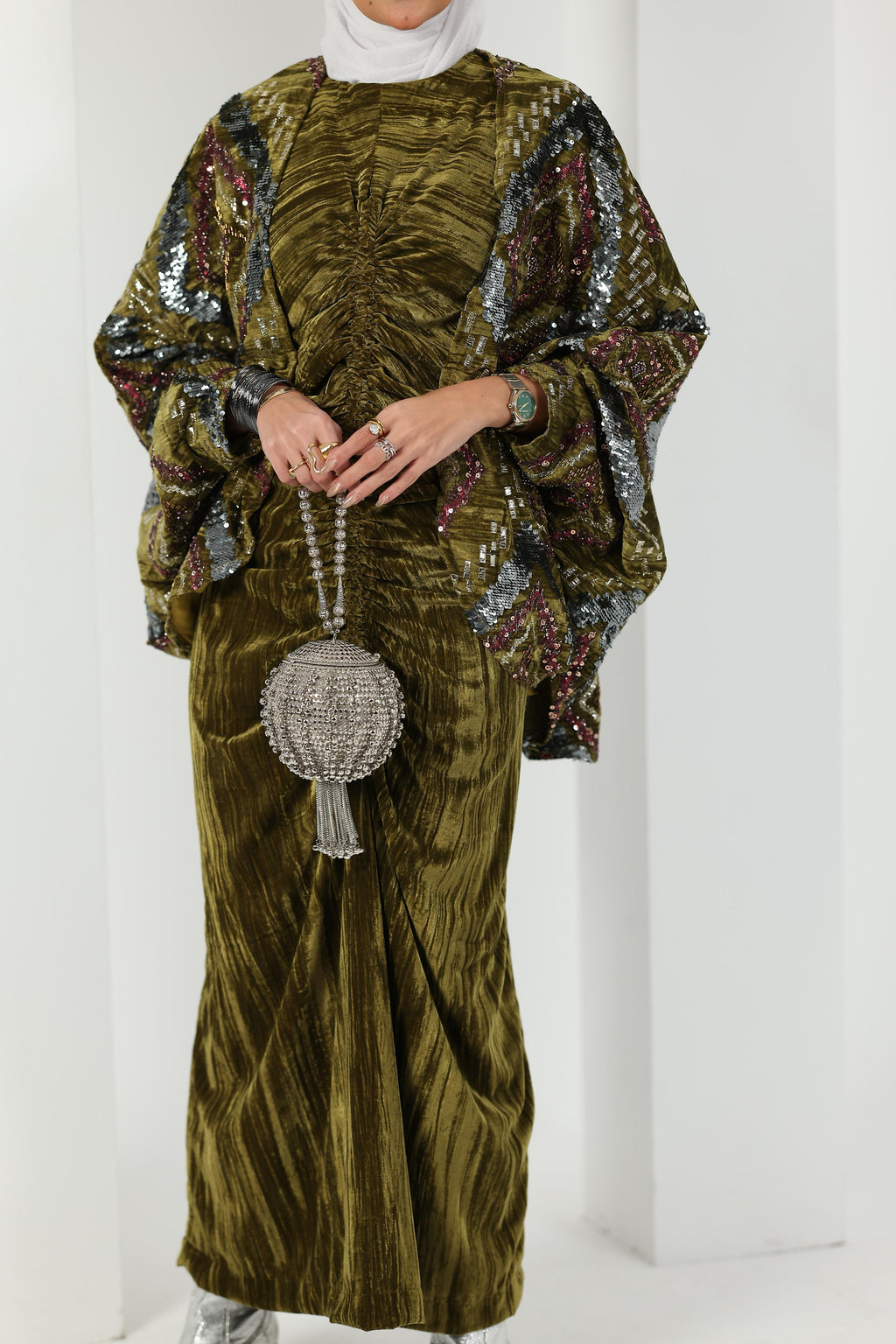 Thuraya Kaftan – Olive Green
