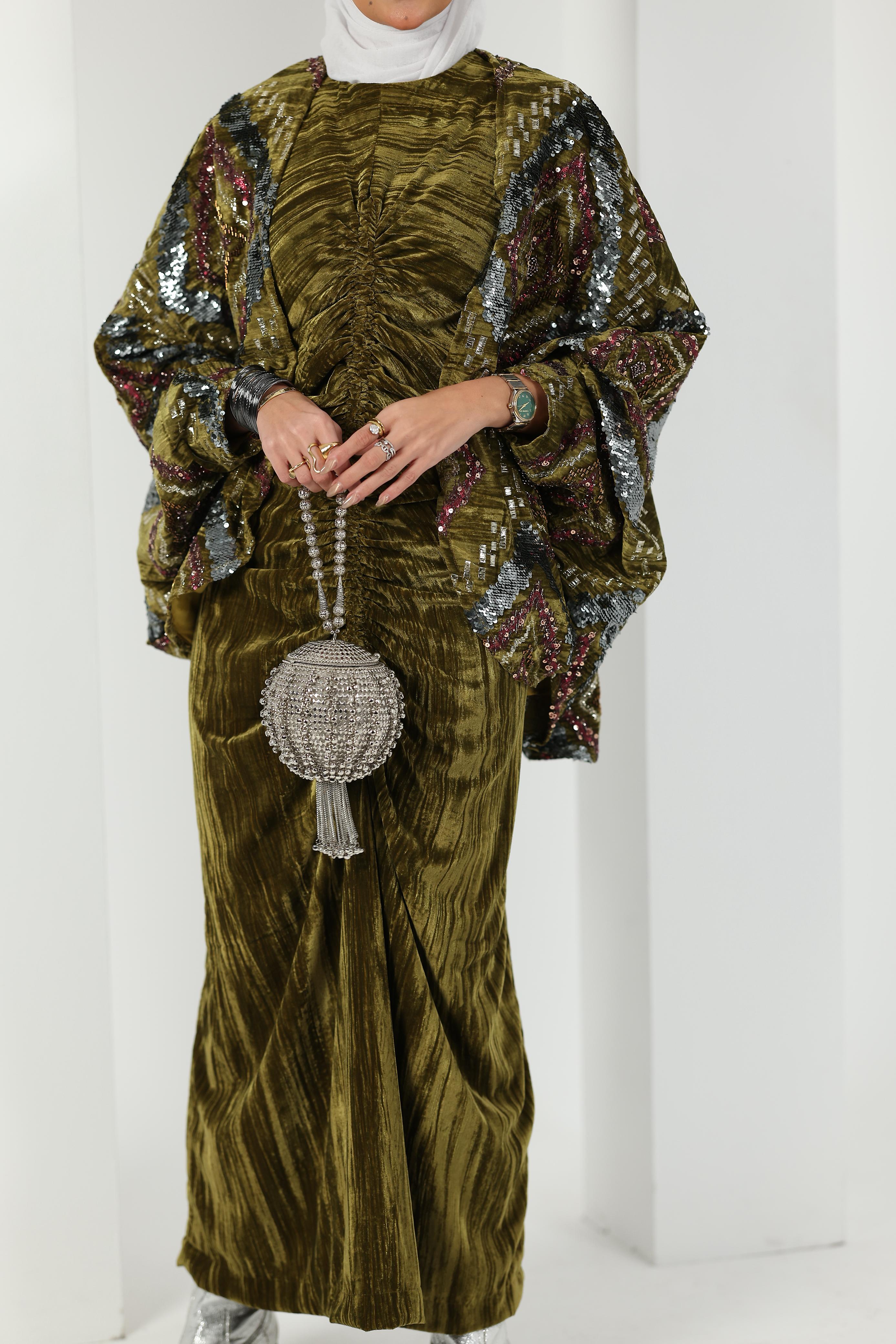 Thuraya Kaftan – Olive Green